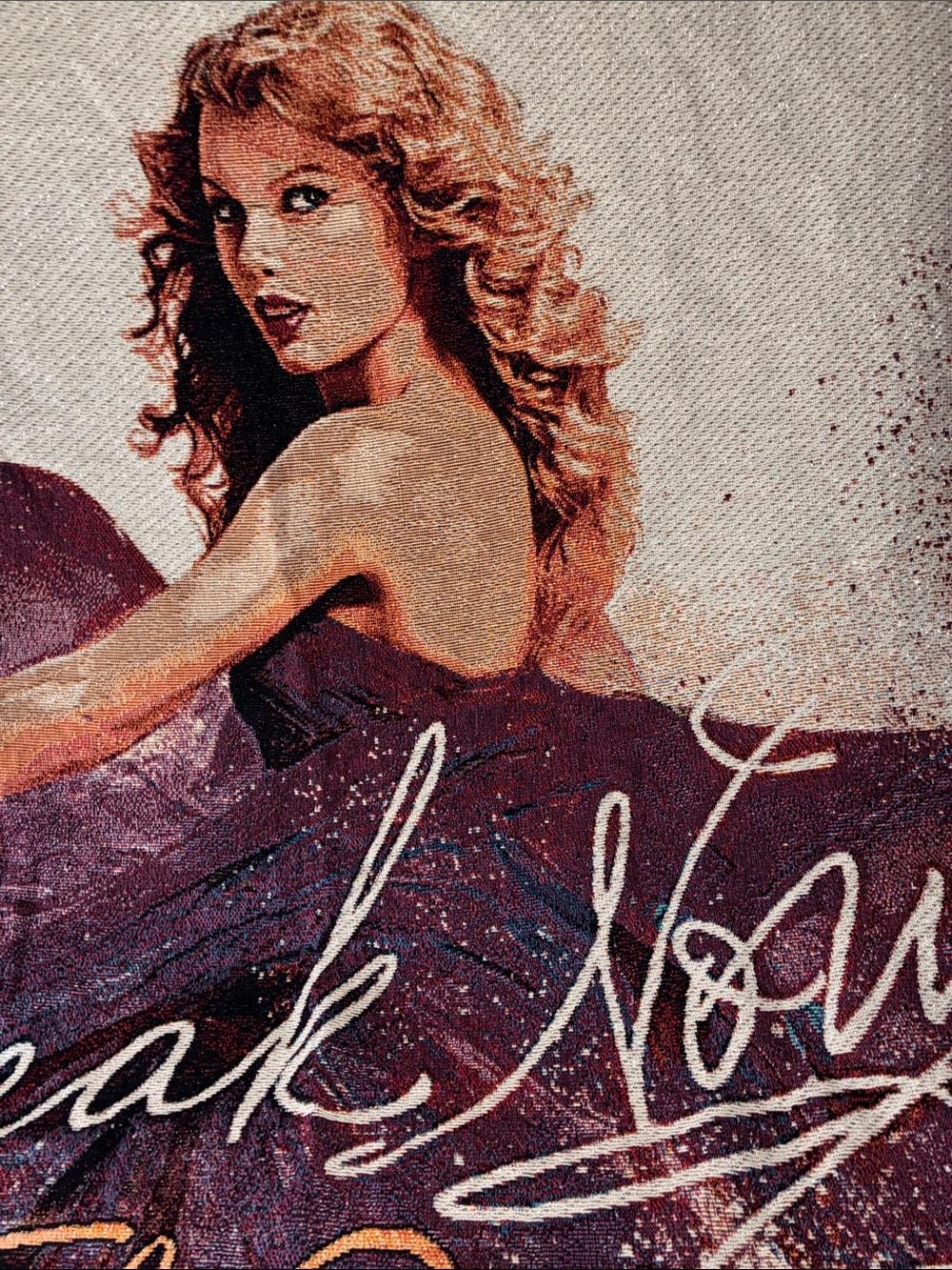 Woven Taylor Swift Themed “Speak Now” Throw Blanket in Purple and Cream 50”x60”